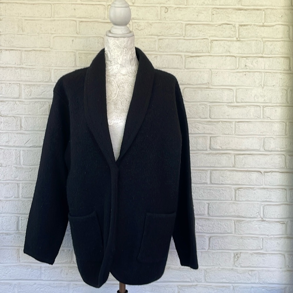 Vintage Norm Thompson Portland, OR Black 100% Wool Blazer